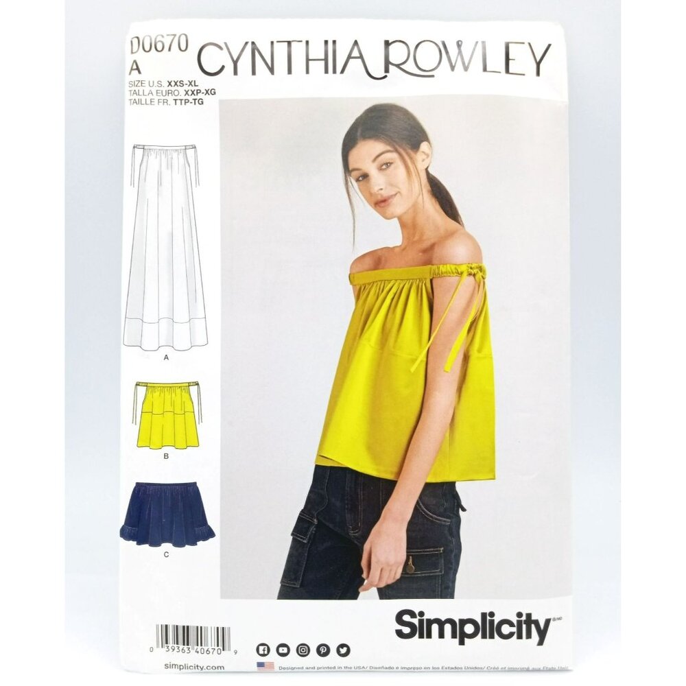Simplicity Pattern D0670A Cynthia Rowley Size US XXS-XL Misses Dress Top Uncut